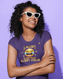 Laugh Every Hour Smiley Face T-Shirt – Spread Joy & Positivity - Encore2woBlackS