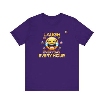 Laugh Every Hour Smiley Face T-Shirt – Spread Joy & Positivity - Encore2woTeam PurpleS