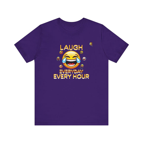 Laugh Every Hour Smiley Face T-Shirt – Spread Joy & Positivity - Encore2woTeam PurpleS
