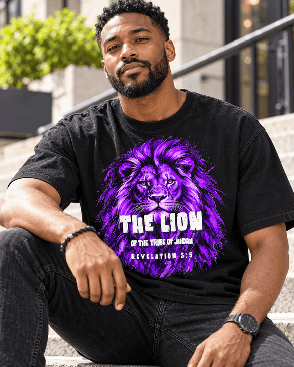 Lion of the Tribe of Judah Christian T-Shirt | Revelation 5:5 | Comfort Colors 1717 - Encore2woSNavy