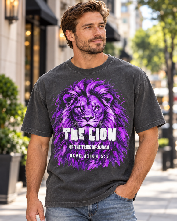 Lion of the Tribe of Judah Christian T-Shirt | Revelation 5:5 | Comfort Colors 1717 - Encore2woSNavy