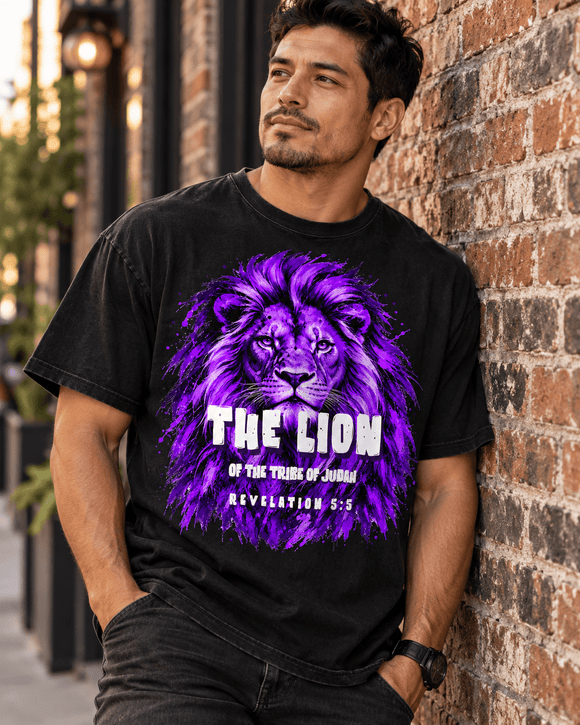 Lion of the Tribe of Judah Christian T-Shirt | Revelation 5:5 | Comfort Colors 1717 - Encore2woSNavy