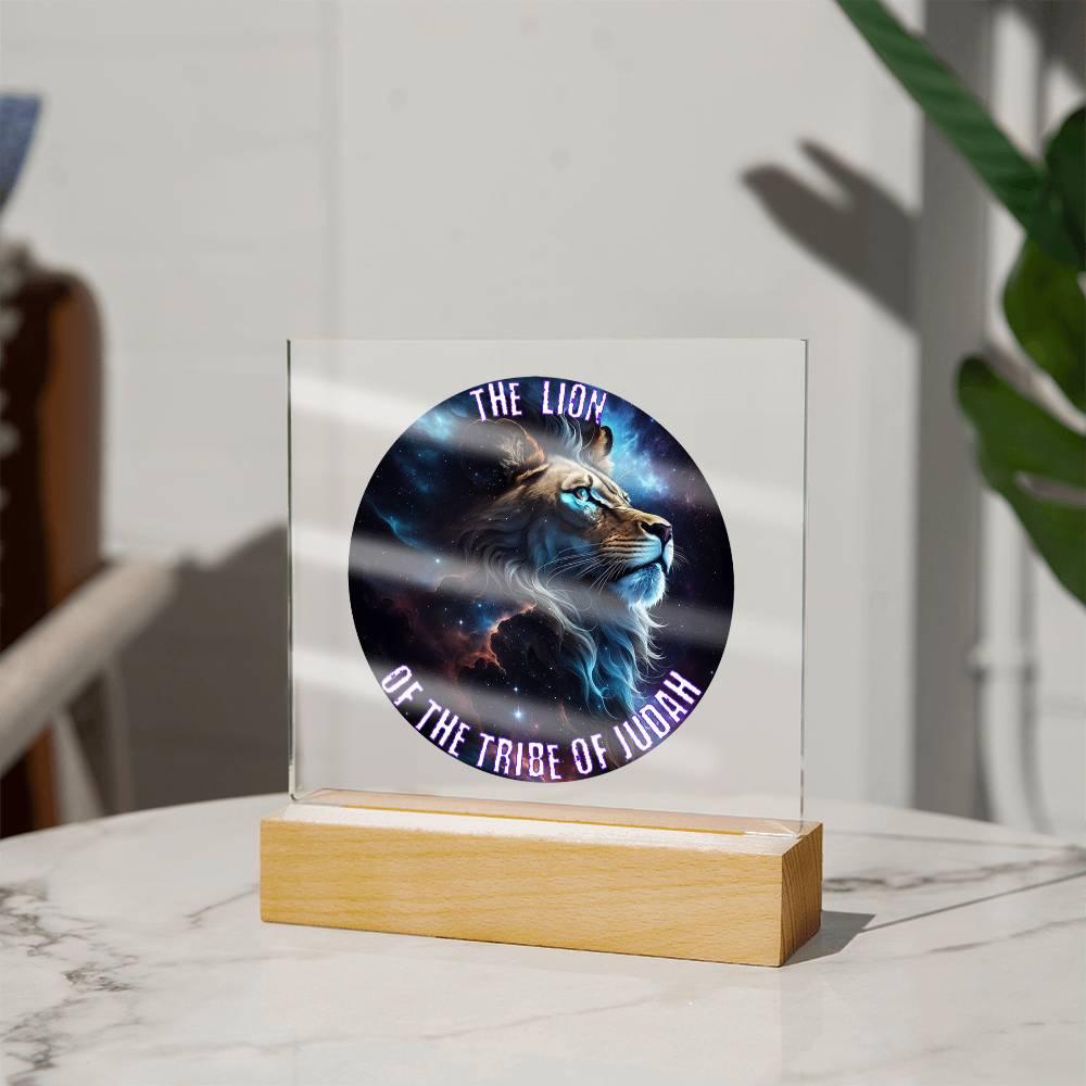 Lion of the Tribe of Judah Plaque | Acrylic Square Art | Inspirational Decor - Encore2woWooden Base