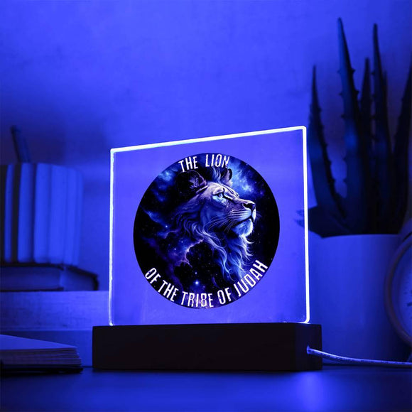 Lion of the Tribe of Judah Plaque | Acrylic Square Art | Inspirational Decor - Encore2woAcrylic Square with LED Base