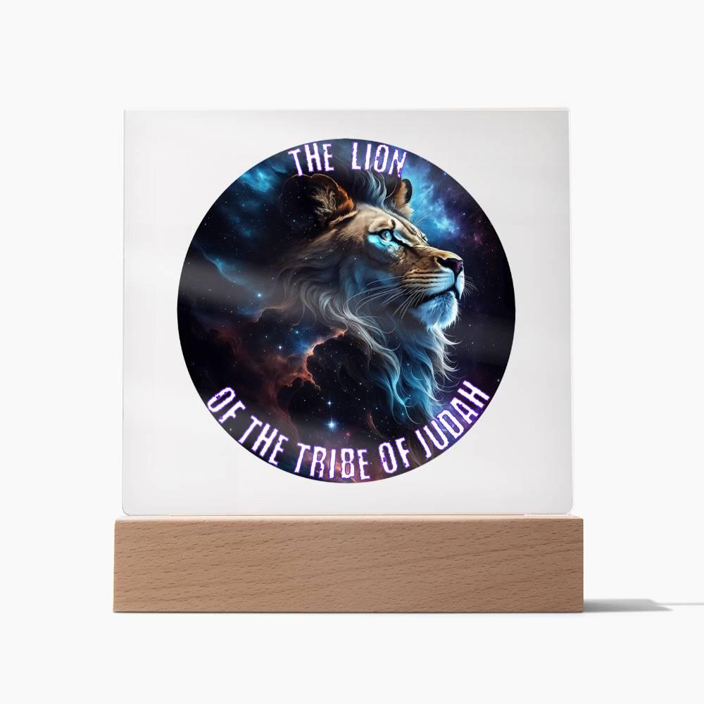 Lion of the Tribe of Judah Plaque | Acrylic Square Art | Inspirational Decor - Encore2woWooden Base