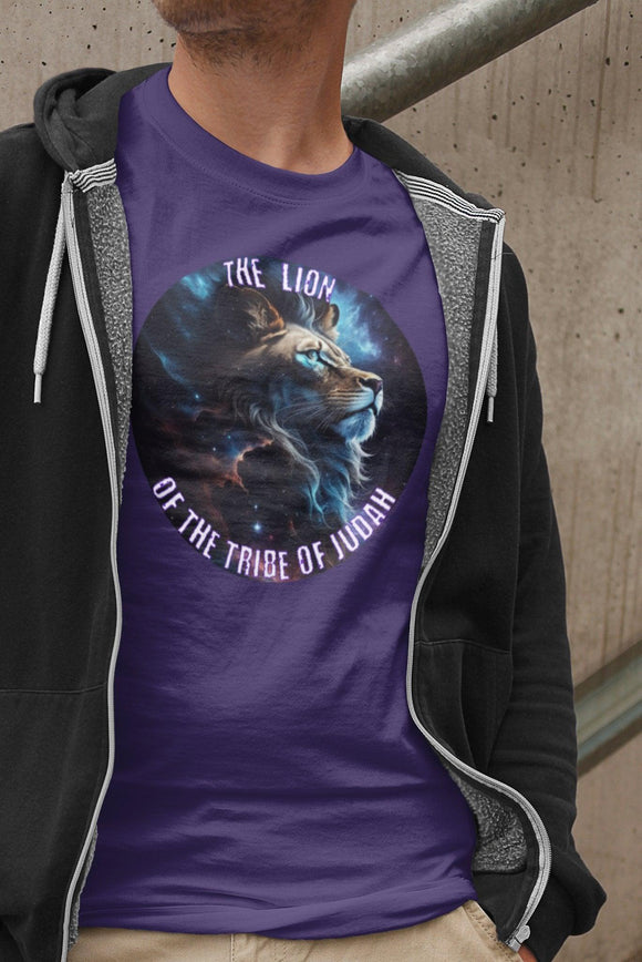 Lion of the Tribe of Judah T-Shirt | Biblical Inspiration Tee | Christian Apparel - Encore2woTeam PurpleS