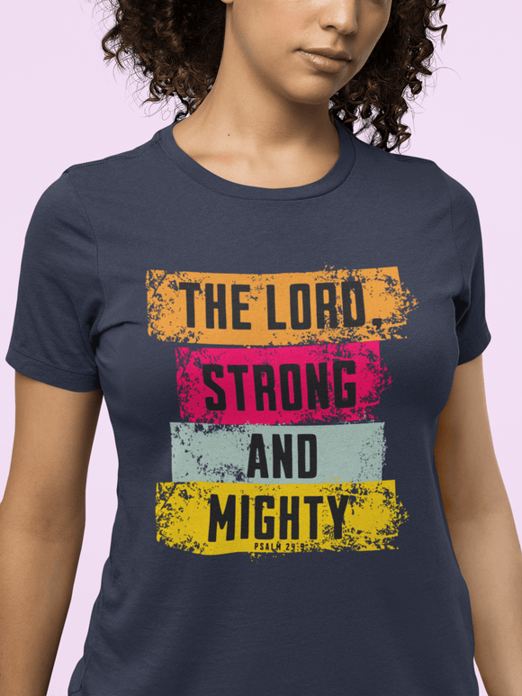 Lord Strong and Mighty Christian Hoodie Psalm 24:8 Faith Streetwear - Encore2woNavyS
