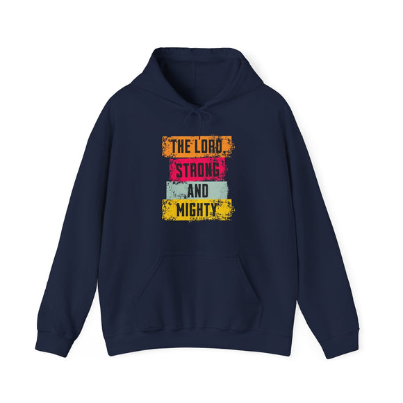 Lord Strong and Mighty Christian Hoodie Psalm 24:8 Faith Streetwear - Encore2woNavyS