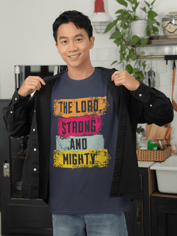 Lord Strong and Mighty Christian Hoodie Psalm 24:8 Faith Streetwear - Encore2woNavyS