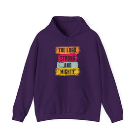 Lord Strong and Mighty Christian Hoodie Psalm 24:8 Faith Streetwear - Encore2woPurpleS