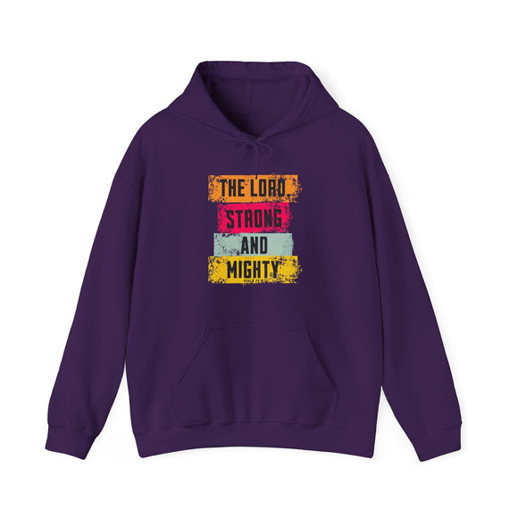 Lord Strong and Mighty Christian Hoodie Psalm 24:8 Faith Streetwear - Encore2woPurpleS