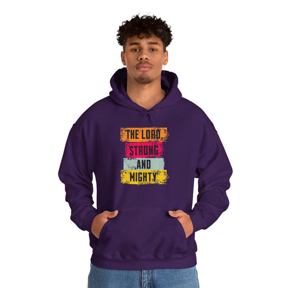 Lord Strong and Mighty Christian Hoodie Psalm 24:8 Faith Streetwear - Encore2woPurpleS