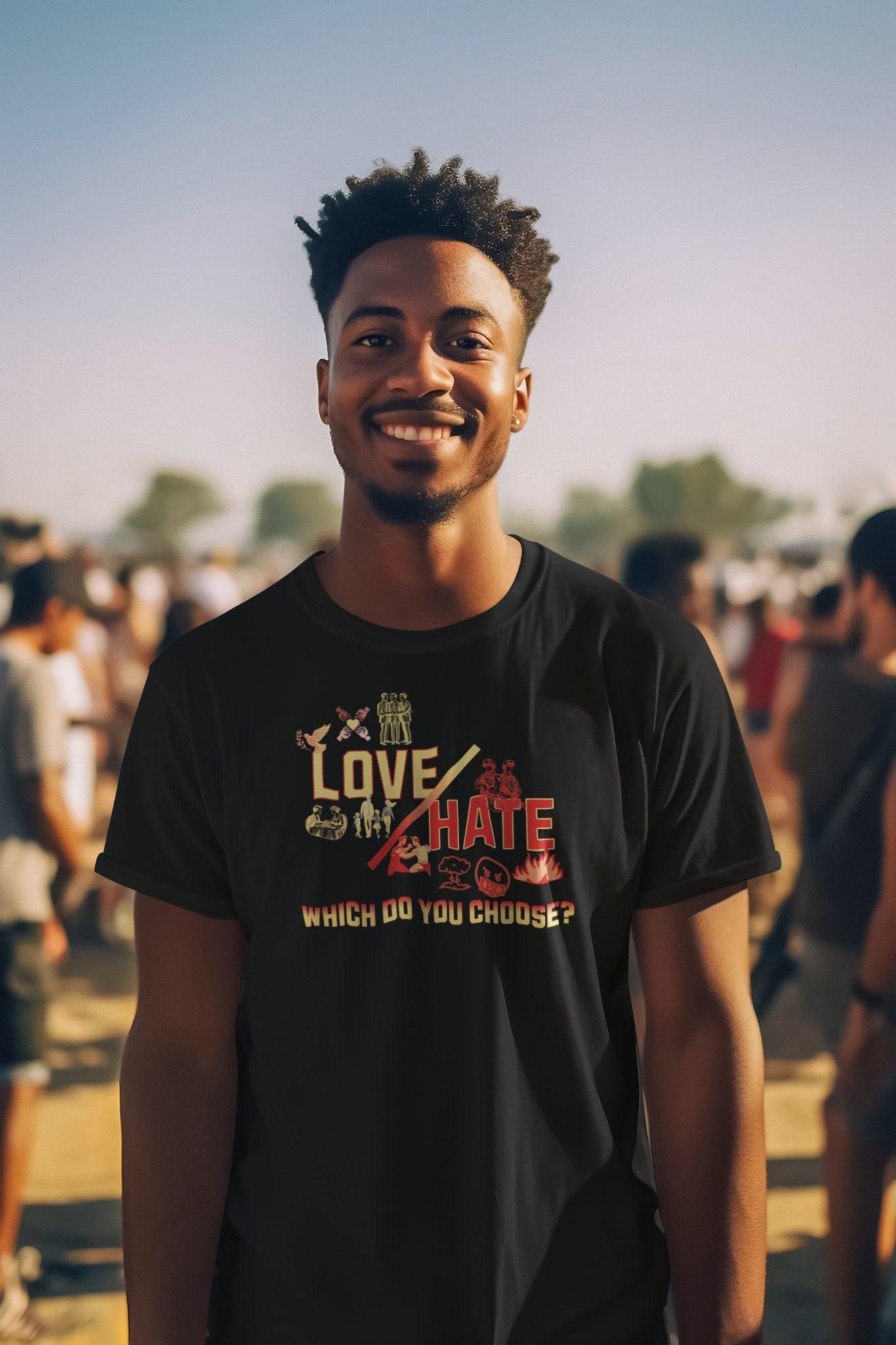 Love and Hate Dividing Line Tee| Powerful Contrast T - Shirt Unisex - Encore2woBlackS