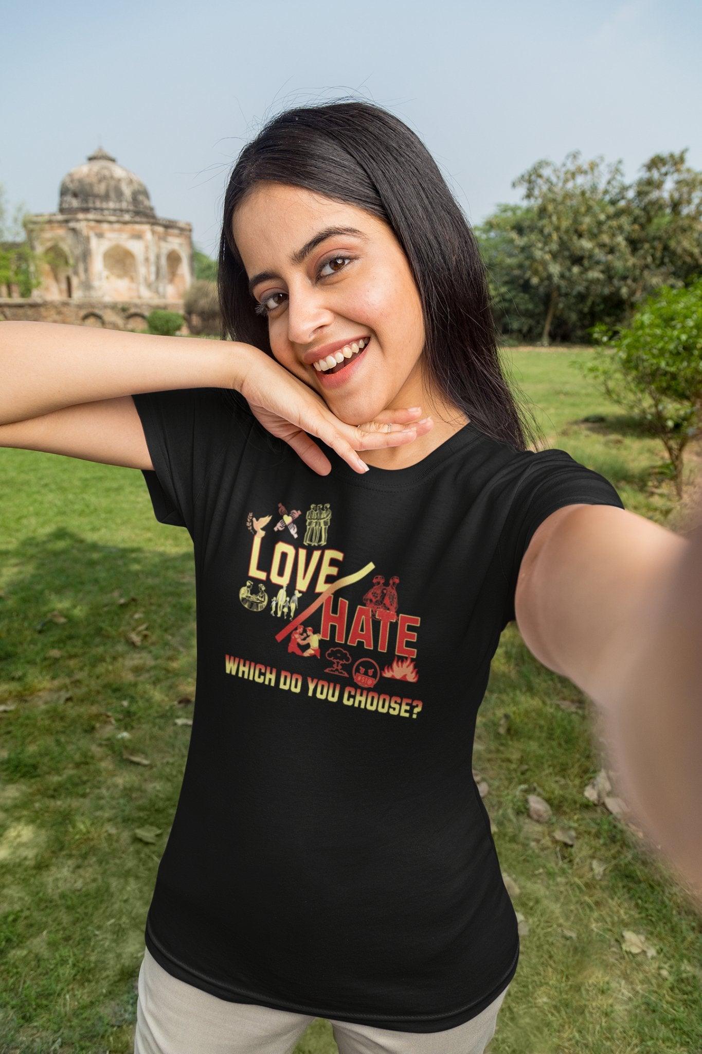 Love and Hate Dividing Line Tee| Powerful Contrast T - Shirt Unisex - Encore2woBlackS