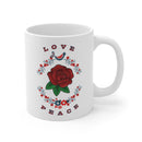 Love and Peace Floral Mug – Boho Rose & Bird 11oz Ceramic - Encore2wo11oz