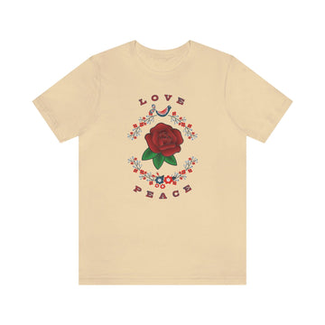 Love and Peace Ladies Short Sleeve Tee - Encore2woSoft CreamS