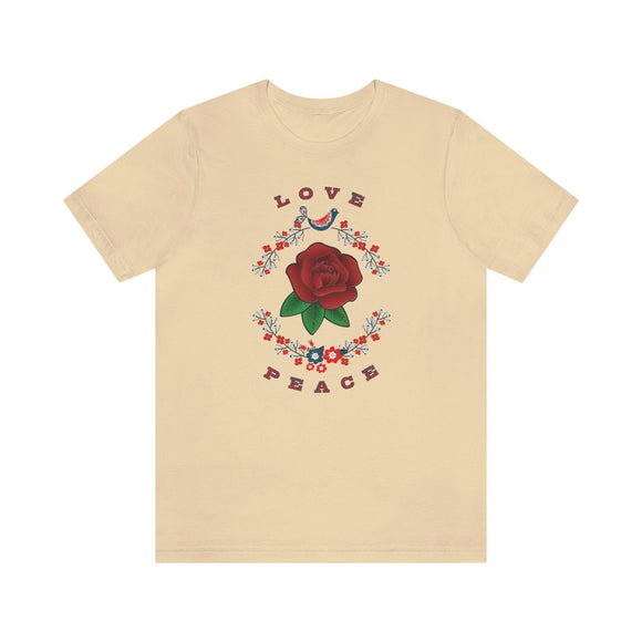 Love and Peace Ladies Short Sleeve Tee - Encore2woSoft CreamS
