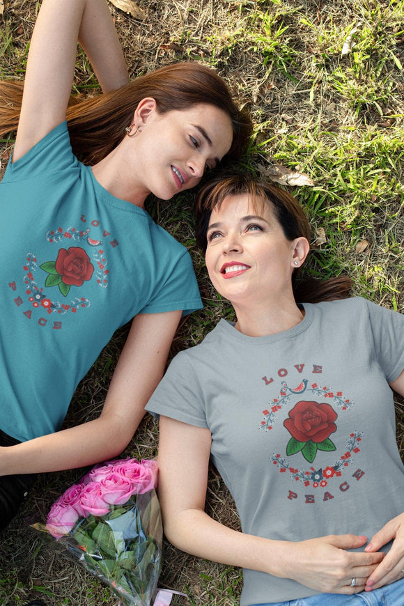 Love and Peace Ladies Short Sleeve Tee - Encore2woWhiteS