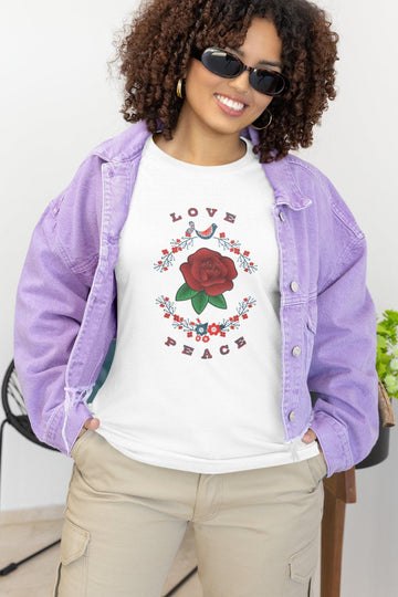 Love and Peace Ladies Short Sleeve Tee - Encore2woWhiteS