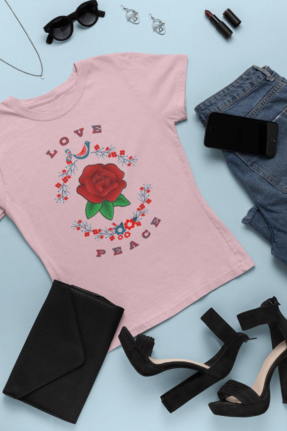 Love and Peace Ladies Short Sleeve Tee - Encore2woPinkS