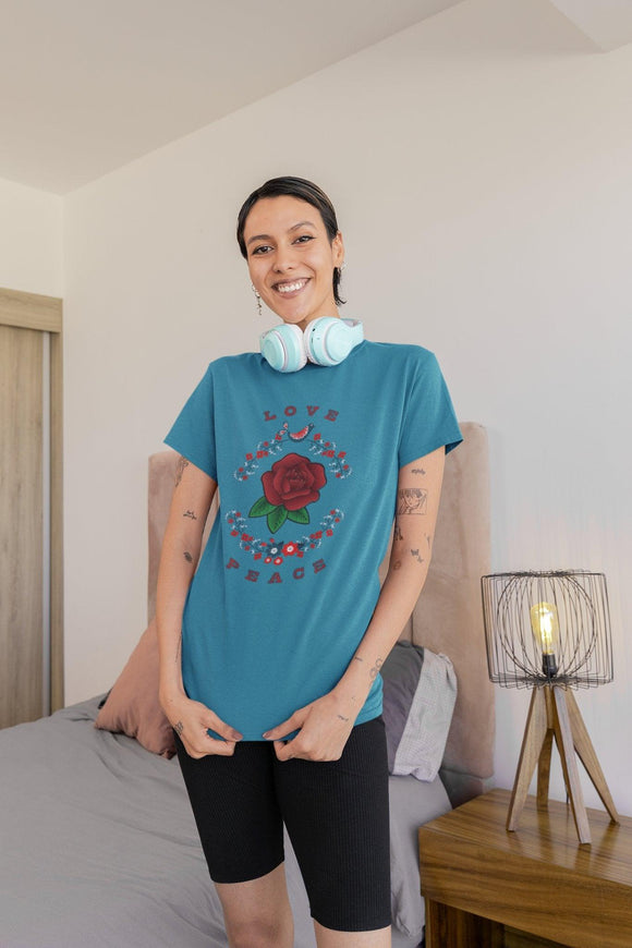 Love and Peace Ladies Short Sleeve Tee - Encore2woWhiteS