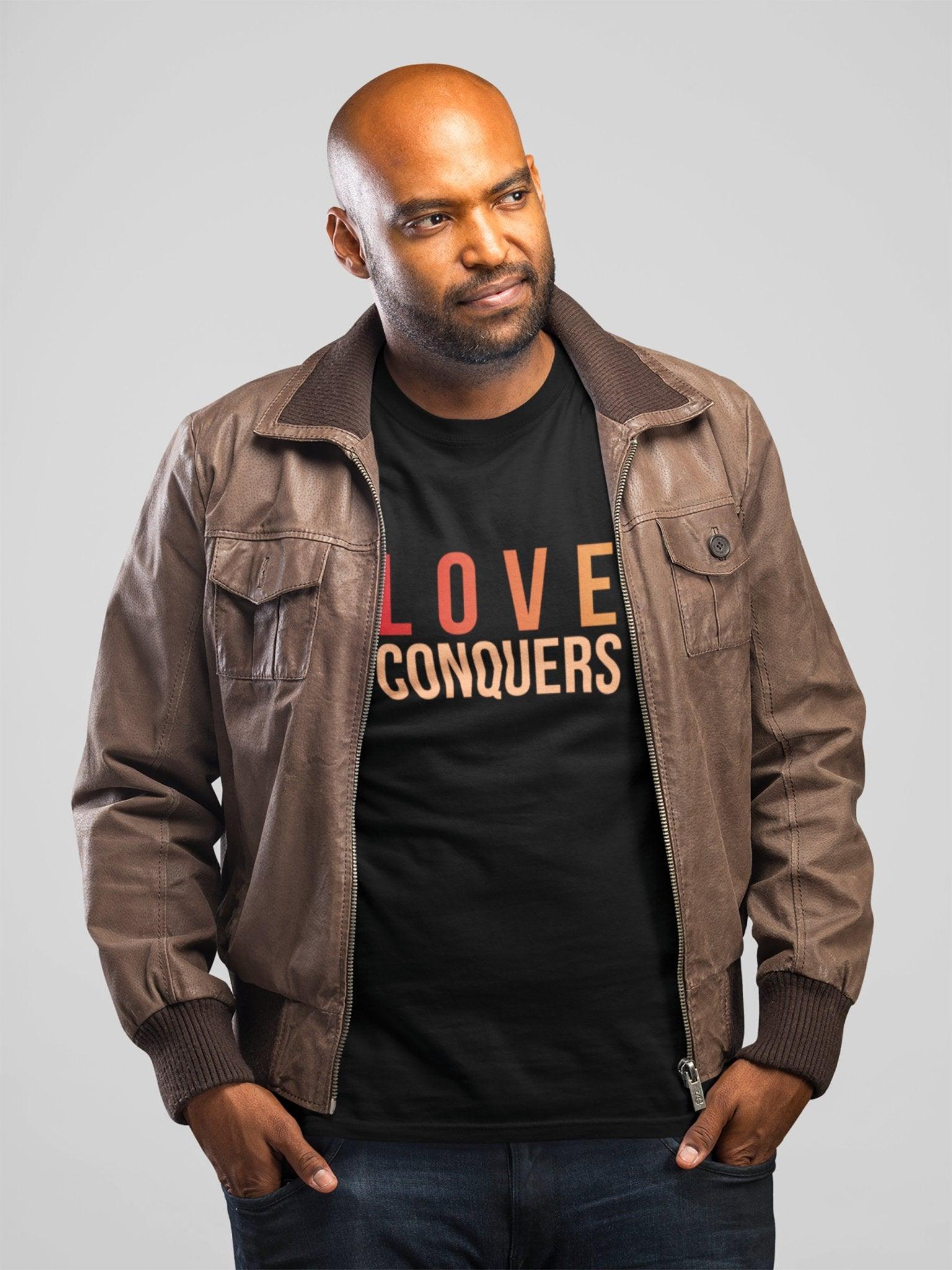 Love Conquers T - Shirt | Colorful Tee | Inspirational Apparel - Encore2woCardinalXS