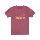 Love Conquers Unisex Short Sleeve Tee - Encore2woHeather RaspberryXS