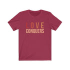 Love Conquers Unisex Short Sleeve Tee - Encore2woCardinalXS