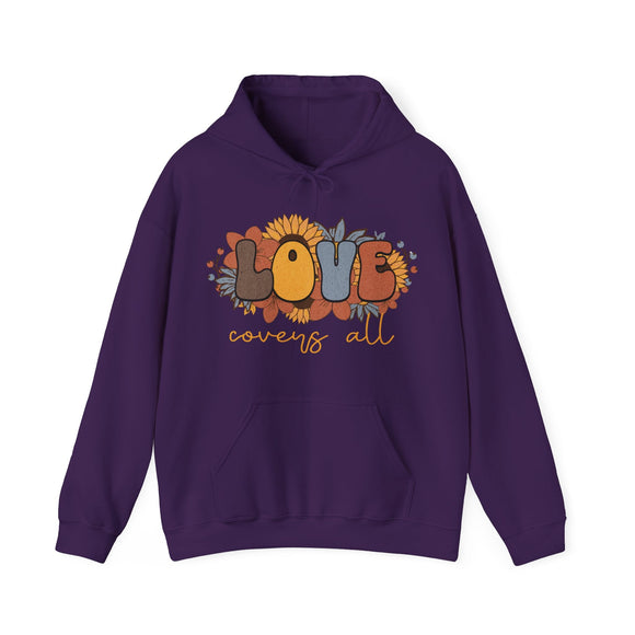 Love Covers All Floral Hoodie Inspirational Faith Sweatshirt - Encore2woLight PinkS