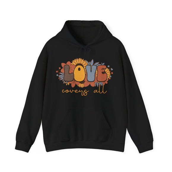 Love Covers All Floral Hoodie Inspirational Faith Sweatshirt - Encore2woLight PinkS