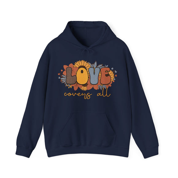 Love Covers All Floral Hoodie Inspirational Faith Sweatshirt - Encore2woLight PinkS