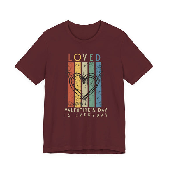 Loved Retro Heart Graphic Tee Valentines Day Is Everyday Shirt - Encore2woMaroonS