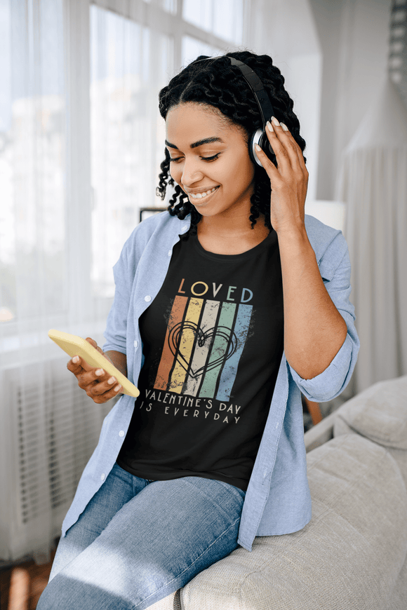Loved Retro Heart Graphic Tee Valentines Day Is Everyday Shirt - Encore2woMaroonS