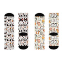 Mismatch Socks Featuring Dogs and Cats, Kawaii style, Cushioned Crew Socks - Encore2woWhiteOne size3/4 Crew