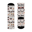 Mismatch Socks Featuring Dogs and Cats, Kawaii style, Cushioned Crew Socks - Encore2woWhiteOne size3/4 Crew
