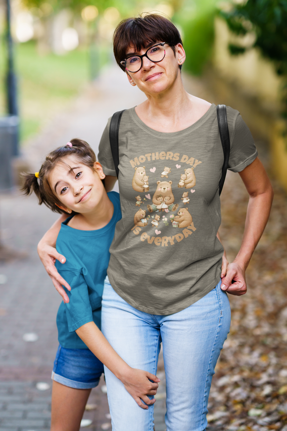 Mother's Day Is Everyday Mama Bear Graphic Tee Cute Gift for Mom - Encore2woWhiteS