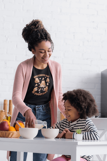 Mother's Day Is Everyday Mama Bear Graphic Tee Cute Gift for Mom - Encore2woBlackS