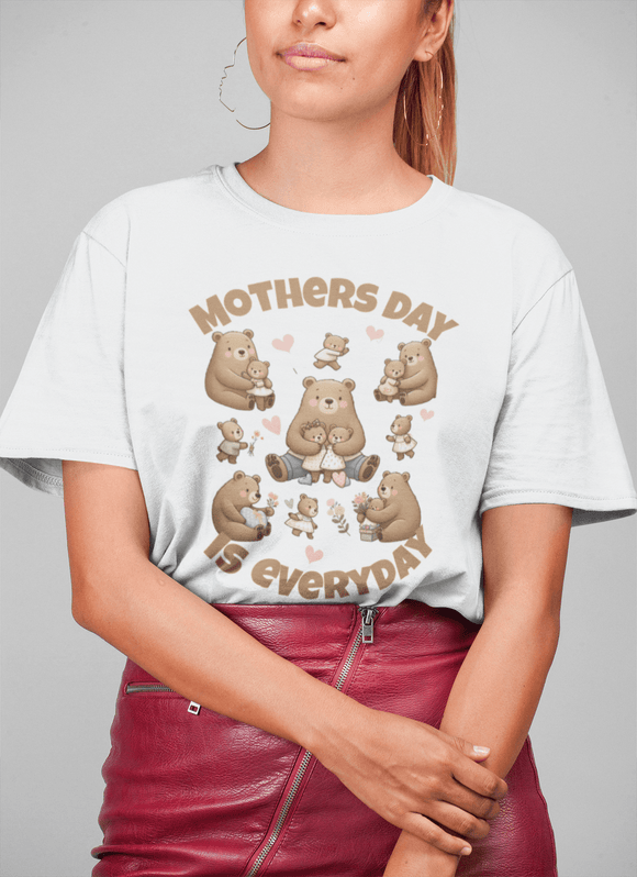 Mother's Day Is Everyday Mama Bear Graphic Tee Cute Gift for Mom - Encore2woWhiteS