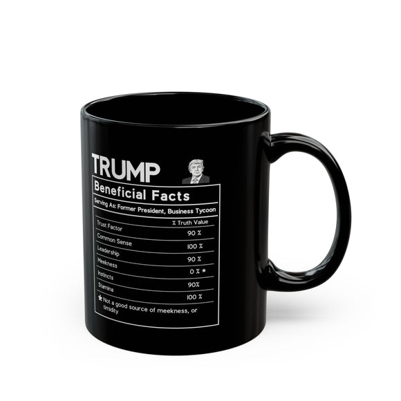 Mug - Trump Beneficial Black Mug - Nutrition Label Style, Conservative Gift - Encore2wo11oz
