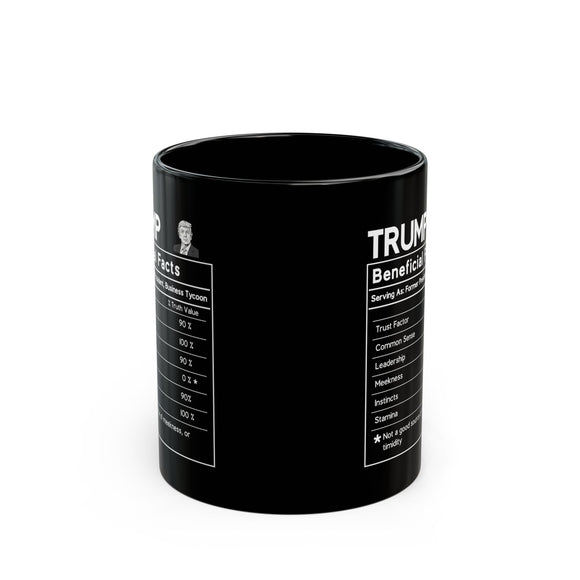 Mug - Trump Beneficial Black Mug - Nutrition Label Style, Conservative Gift - Encore2wo11oz