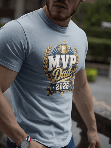 MVP Dad 2026 Father’s Day Comfort Colors T-Shirt - Father’s Day Trophy Tee - Encore2woBlue JeanS