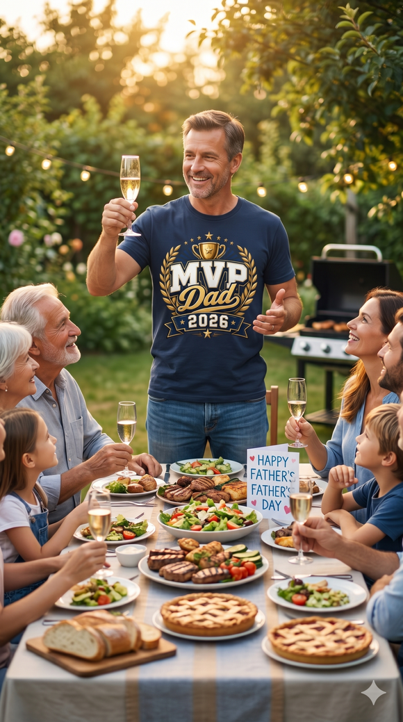 MVP Dad 2026 Father’s Day Comfort Colors T-Shirt - Father’s Day Trophy Tee - Encore2woRedS