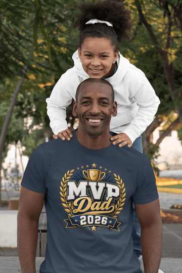MVP Dad 2026 Father’s Day Comfort Colors T-Shirt - Father’s Day Trophy Tee - Encore2woNavyS