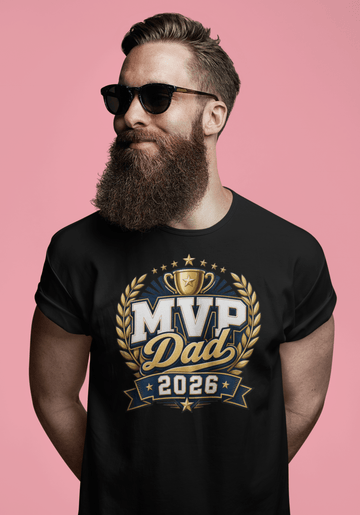 MVP Dad 2026 Father’s Day Comfort Colors T-Shirt - Father’s Day Trophy Tee - Encore2woBlackS