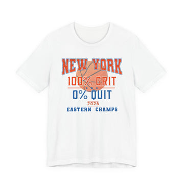 New York Basketball Grit T-Shirt | 2026 Eastern Champs Tee, NY Hoops Fan Orange Blue - Encore2woWhiteS