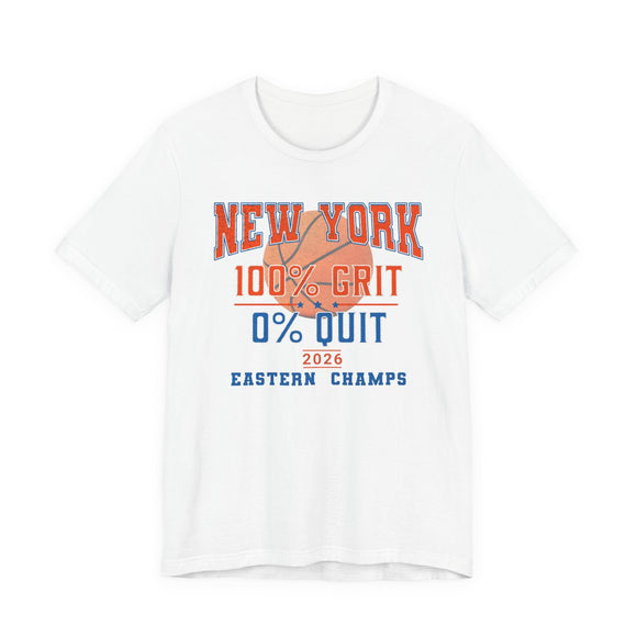 New York Basketball Grit T-Shirt | 2026 Eastern Champs Tee, NY Hoops Fan Orange Blue - Encore2woWhiteS