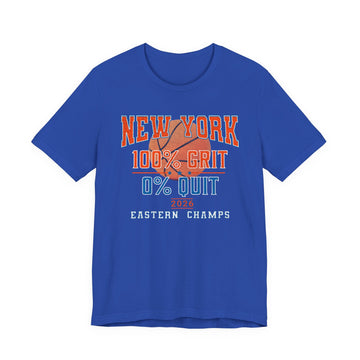 New York Basketball Grit T-Shirt | 2026 Eastern Champs Tee, NY Hoops Fan Orange Blue - Encore2woTrue RoyalS