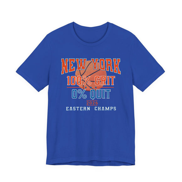 New York Basketball Grit T-Shirt | 2026 Eastern Champs Tee, NY Hoops Fan Orange Blue - Encore2woTrue RoyalS