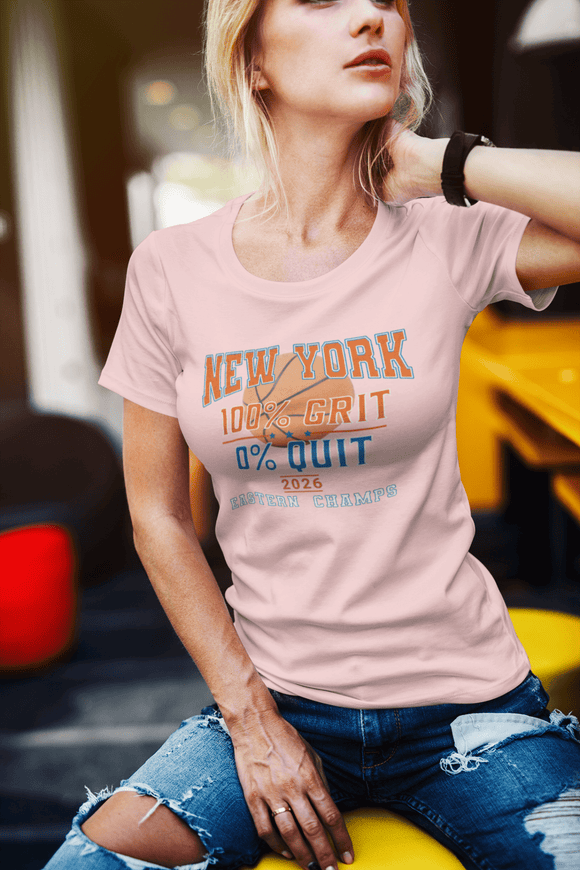 New York Basketball Grit T-Shirt | 2026 Eastern Champs Tee, NY Hoops Fan Orange Blue - Encore2woPinkS