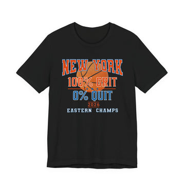 New York Basketball Grit T-Shirt | 2026 Eastern Champs Tee, NY Hoops Fan Orange Blue - Encore2woBlackS
